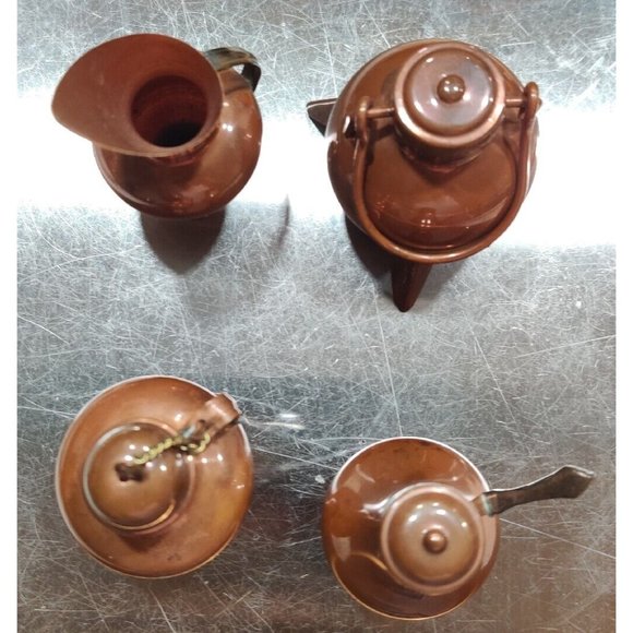 Vintage Dollhouse Miniature Cauldron Pot Jug Copper Lid Handle with Patina Rare - Picture 3 of 15